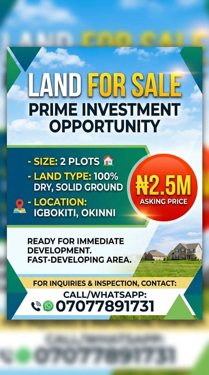Land for Sale at Igbokiti okinni